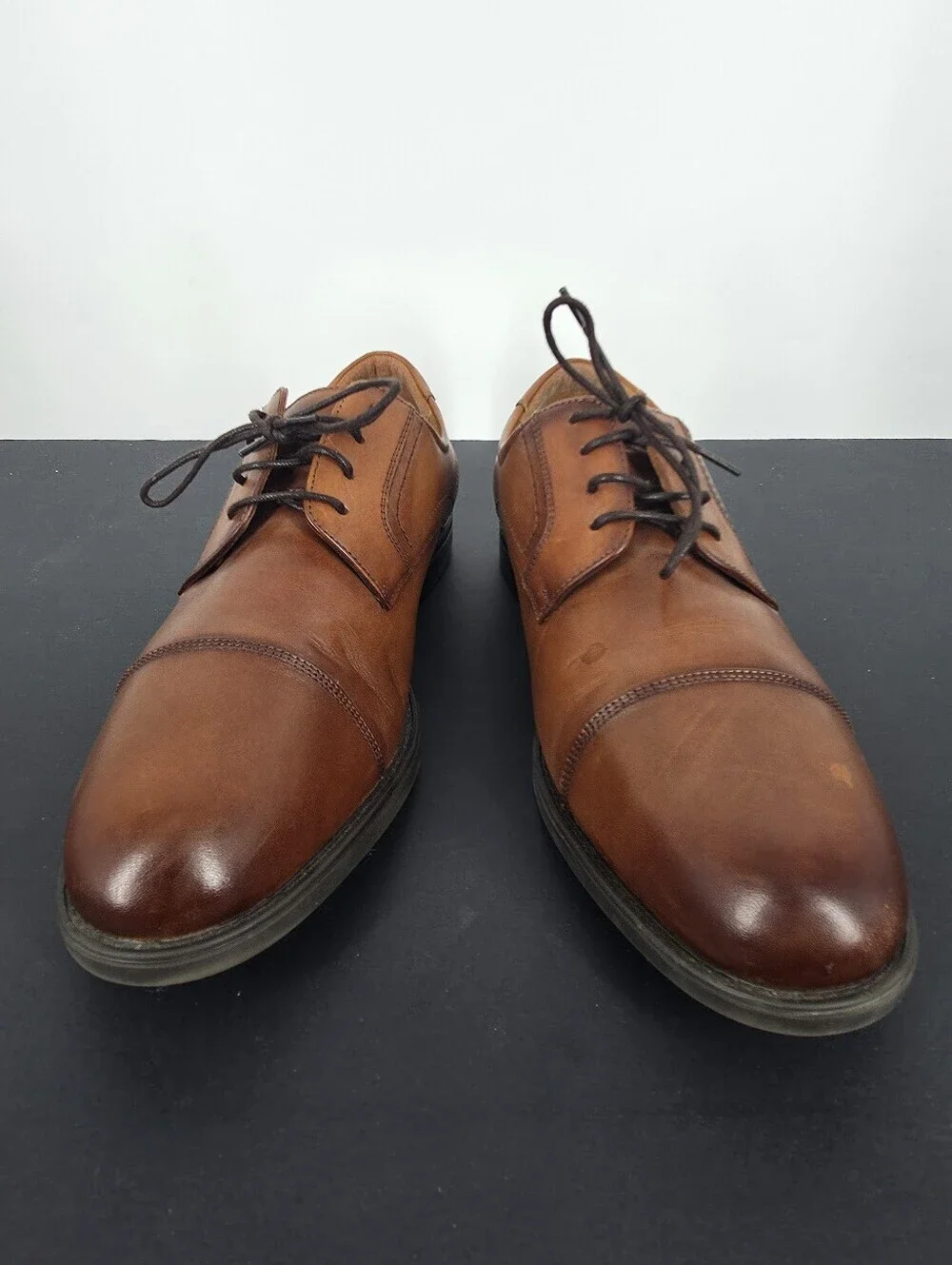 Florsheim Midtown Cap Toe Derby Shoes 11.5 D Cognac Brown Leather Comfortech
